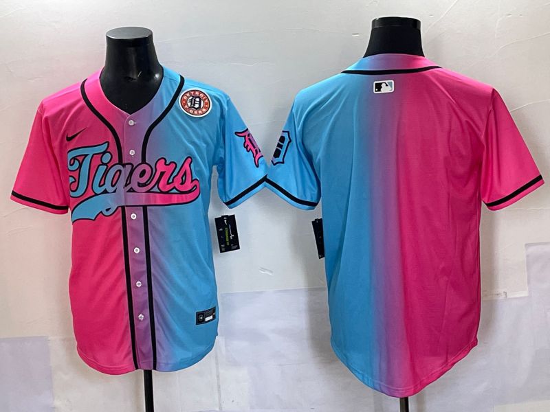 Men 2025 Detroit Tigers Blank Blue pink Game Nike MLB Jersey style 02->detroit tigers->MLB Jersey